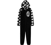 Get Trend Pyjama Grenouillère Polaire Garçon et Ado, Tenue Cocooning à Capuche, Style Football, Idée Cadeau Enfant (7-8 Ans, Noir/Blanc Football)