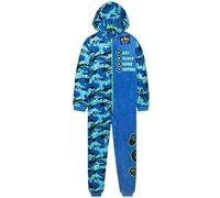Get Trend Pyjama Grenouillère Polaire Garçon et Ado, Tenue de Cocooning à Capuche, Style Gaming, Idée Cadeau Gamer (11-12 Ans, Bleu Gaming)