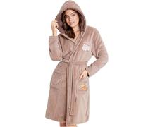 Get Trend Robe de Chambre Femme & Ado S-2XL, Peignoir Polaire Chaud, Capuche Sherpa Douce, Ceinture, Cadeau Cosy (2XL, Beige Pusheen)