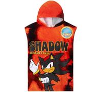 Get Trend Sonic The Hedgehog Serviette de Bain avec Capuche Shadow Peignoir de Bain Enfant Poncho de Bain Plage Piscine Vacances (Rouge Shadow, 4-9 Ans)