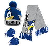 Get Trend Sonic The Hedgehog Ensemble Bonnet, Écharpe et Gants Enfant (Bleu/Gris Sonic 3 Pcs, 4-15 Ans)