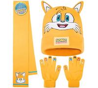 Get Trend SONIC THE HEDGEHOG Ensemble Bonnet Echarpe Gant Garçon, 3 Pièces, Maille Douce, Cosy Accessoires Hiver, idee Cadeau Gamer (Multi Tails 3 Pcs)