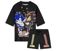Get Trend Sonic the Hedgehog Ensemble de Maillots de Bain Garçon Shadow 2 Pièces Short de Bain et T-shirt pour Plage Piscine (11-12 Ans, Noir Sonic)