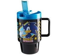 Get Trend SONIC THE HEDGEHOG Gourde Enfant 500ml avec Paille et Anse, Bouteille Plastique Étanche Sans BPA, Réutilisable pour Boissons Froides (Noir Sonic)