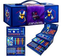 Get Trend Sonic the Hedgehog Kit Dessin Enfant, 34 pièces Accessoires Dessin, Crayon de Couleurs et Plus, Activité Manuelle Enfant, Coffret Coloriage Idee Cadeau