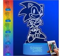Get Trend SONIC THE HEDGEHOG Lampe de Chevet LED, Lampe de Bureau Intensité Réglable, Alimentation USB et Piles, 16 Couleurs, 4 Modes, Déco Chambre (Multi Sonic)