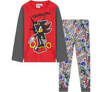 Get Trend Sonic The Hedgehog Pyjama Garçon Ensemble Pyjama Long Knuckles et Shadow, Vêtement de Nuit Hiver, Idée Cadeau Gamer (6-7 Ans, Rouge Shadow)