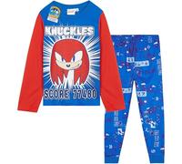 Get Trend Sonic The Hedgehog Pyjama Garçon Ensemble Pyjama Long Knuckles et Shadow, Vêtement de Nuit Hiver, Idée Cadeau Gamer (6-7 Ans, Rouge/Bleu Knuckles)
