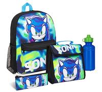 Get Trend Sonic The Hedgehog Sac a Dos Enfant 4 Pcs Bouteille d'eau Trousse Enfant Sac à Lunch Shadow Fournitures Scolaires (Sonic 4 Ensemble de Pièces)