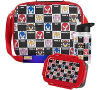 Get Trend Sonic the Hedgehog Sac Isotherme Repas Boîte à Goûter Gourde Enfant 400ml Set de Déjeuner 3 Pièces Enfant Voyage Pique Nique (Rouge Sonic)