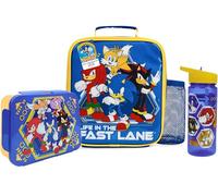 Get Trend Sonic the Hedgehog Sac Isotherme Repas Enfant Kit Déjeuner de 3 avec Gourde et Boite Bento, Sans BPA, École Voyage Pique Nique (Multi Sonic)