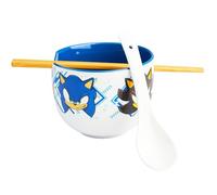 Get Trend SONIC THE HEDGEHOG Set Bol à Ramen 600ml, Bol Japonais Nouilles, Cuillère Céramique, Baguettes Bambou, Compatible Micro Ondes, Idée Cadeau (Multi SONIC)