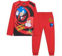 Get Trend Sonic The Hedgehog Shadow Ensembles de Pyjama Garçon Long, Confortable Vêtement de Nuit - Idée Cadeau Gamer pour Garçon (Rouge Sonic/Knuckles, 5-6 Ans)