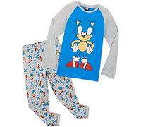Get Trend Sonic The Hedgehog Shadow Pyjama Garçon Long, Ensembles de Pyjama Garçon Enfant Chaud Vêtements de Nuit Doux, Idée Cadeau Gamer (Gris/Bleu Sonic, 7-8 Ans)