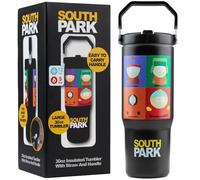 Get Trend South Park Gobelet Isotherme avec Paille et Poignée 850ml | Acier Inoxydable Mug Isotherme Cafe 12H Froid et 5H Chaud, Anti Fuite et Sans BPA Gourde Sport, Bureau ou Travel