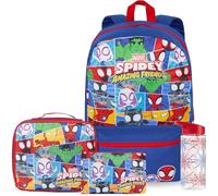 Get Trend Spidey et Ses Amis Sac a Dos Enfant Garcon Set, 4 Pcs Cartable, Sac Isotherme Repas Trousse Scolaire et Gourde 500 ML (Bleu/Multi Spidey)