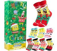 Get Trend SpongeBob SquarePants Calendrier de l'Avent 2025 avec Chaussettes Enfant et Ado, 31-36, 24 Paires Chaussettes Fantaisie Garçon et Fille (Multi SpongeBob)