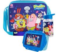 Get Trend SpongeBob Squarepants Sac Isotherme Repas Boîte à Goûter Gourde 400ml Set Déjeuner 3 Pièces Enfant Voyage Pique Nique (Bleu SpongeBob)