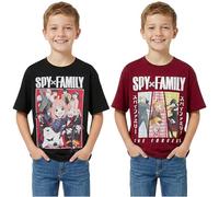 Get Trend Spy x Family T-Shirt Garcon 7 Ans à 16 Ans, Lot de 2 Ras du Cou Manches Courtes Coton T Shirt Ete, Manga et Anime Merch Idee Cadeau (13-14 Ans, Noir/Bordeaux Spy Family)