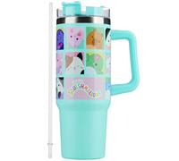 Get Trend Squishmallows Gobelet Isotherme 840ml avec Paille et Poignée, Mug Double Paroi Thermique, Voyage École, Boissons Chaudes ou Froides (Bleu Squishmallows)