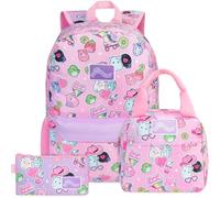 Get Trend Squishmallows Grand Sac a Dos Fille Set, 3 Pcs avec 46 cm Sac à Dos, Sac Isotherme Repas et Trousse Scolaire, Fournitures Scolaires (Multi Squishmallows)