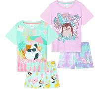 Get Trend Squishmallows Lot de 2 Ensembles de Pyjama Fille Pyjamas Short Ete Nuages Tie Dye Vêtement de Nuit Enfant Ado Cadeau Fille (13-14 Ans, Multi Squishmallows, 2)