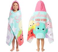 Get Trend Squishmallows Serviette de Bain avec Capuche Filles, 125x75cm, Coton Poncho de Bain Enfant, Douce et Absorbante Serviette de Plage,Voyage Accessoires, Ete Cadeau Fille (Multi Squishmallows)