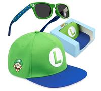 Get Trend Super Mario Casquette Baseball et Lunette de Soleil Protection UV, Voyage Accessoires, Gaming Merchandise Cadeau Garcon (Vert Super Mario)