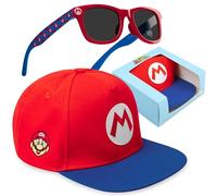 Get Trend Super Mario Casquette Baseball et Lunette de Soleil Protection UV, Voyage Accessoires, Gaming Merchandise Cadeau Garcon (Rouge Super Mario)