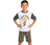 Get Trend Super Mario Ensemble Pyjama Enfant Garcon, 2 Pièces Été T-Shirt Manches Courtes et Pyjama Short, Vêtement de Nuit, Cadeau Garcon (13-14 Ans, Multi Mario)