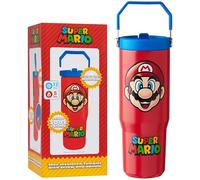 Get Trend Super Mario Gobelet Isotherme avec Paille et Poignée 850ml, Acier Inoxydable Mug Isotherme Cafe 12H Froid et 5H Chaud, Anti Fuite et Sans BPA Gourde Sport (Rouge Super Mario)
