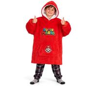 Get Trend Super Mario Oversize Pull Plaid Enfant à Capuche, Poncho Polaire | Ultra Doux Sweat à Capuche avec Poche, Couverture Polaire à Manches, Cosy Gaming Merchandise Idee Cadeau Enfant