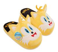 Get Trend Tails 3D Chaussons Enfant Garçon, Peluche Pantoufle Chauds Maison Semelle Antidérapante, Cosy Cadeau Gamer (29/30 EU, Jaune Tails)
