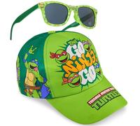 Get Trend Teenage Mutant Ninja Turtles Casquette Baseball et Lunettes de Soleil Enfant Garcon avec Protection UV 400, Voyage Accessoires Cadeau (Vert TMNT)