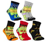 Get Trend Teenage Mutant Ninja Turtles Chaussettes Enfant et Ado, Lot de 5 Paires en Coffret Pizza, Chaussettes Fantaisie (6-9 Ans, 30/35 EU, Multi TMNT)