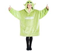 Disney Sweat à capuche enfant The Mandalorian Baby Yoda – Pull plaid oversize en polaire (Vert)