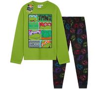 Get Trend Tortue Ninja Pyjama Enfant Garçon 4-12 Ans, Loungewear Set avec Haut Long Manche et Pantalon, Cadeau Vêtement de Nuit (4-5 Ans, Vert TMNT)