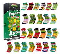 Get Trend Tortues Ninja Calendrier de l'Avent 2026 avec 24 Chaussettes | EU 31 à 36, Chaussettes Fantaisie, Doux et Respirant, Compte à Rebours avant Noël, Cadeau Enfants et Ados (Multi Turtles)
