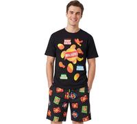 Get Trend Walkers Crisps Ensembles de Pyjama Homme S à 3XL, 2 Pièces Col Ras du Cou T-Shirt Pyjama Short, Vêtement de Nuit Ete Cadeau Homme (S, Noir/Multi Walkers)