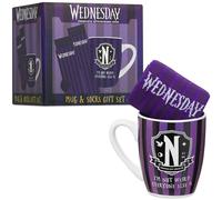 Get Trend Wednesday Mug et Chaussettes Coffret Femme et Ado Taille 35-41, Tasse Café ou Thé 315 ml, Chaussettes Douces, Idée Cadeau Femme (Violet/Noir Wednesday)