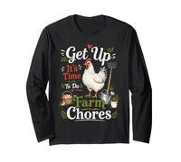 Get up Its Time to do Farmer Chores, Funny Farmer Farming Lover Manche Longue