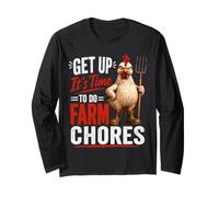 Get up Its Time to do Farmer Chores, Funny Farmer Farming Lover Manche Longue