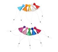 GETAJGHSD 10pièces Chapeaux Anniversaire pour Chat Chapeaux De Fête pour Chien Bandeau Réglable Pompons Pailletés Accessoires pour Animaux De Compagnie Décorations De Fête pour Chat Et