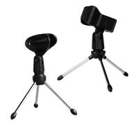 GETAJGHSD 2 Pièces Pied de Microphone Support de Micro Tripode Rotatif Réglable en Plastique Noir, Structure Triangulaire, Pince Coussin, pour Lectures et Conférences