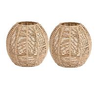 GETAJGHSD 2 pièces Suspension Luminaire Rotin Tressé Abat Jour Élégant pour Plafonnier Lot de Décoration Vintage pour Restaurant et Maison