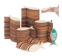 GETAJGHSD 200 Pièces Tranches de Bois Poisson Beige à Peindre, Bords Lisses sans Bavure, Bois Massif pour Loisirs Créatifs Garçon et Filles et Décoration Artisanale