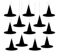 GETAJGHSD 24 pièces Chapeaux Sorcière Halloween Papier Plat avec Corde Suspendue Décorations Légères pour Porche Jardin Intérieur et Extérieur Accessoires Fête Sorcière Polyvalents