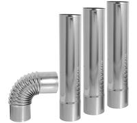 GETAJGHSD 3 Pièces Conduit D'évacuation des Fumées en Acier Inoxydable pour Chauffe-eau à Gaz avec Adaptateur Coudé 90° et Tube Droit Facile à Installer Argenté