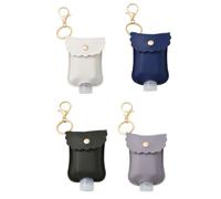 GETAJGHSD 4 Pièces Bouteilles de Liquide Portables 60ml avec Étui en Cuir Noir et Porte-clés Pratique pour Savonnette et Shampoing en Plastique Abs pour Voyage