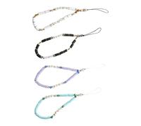 GETAJGHSD 4 Pièces Chaîne de Téléphone Portable Lanière de Téléphone à Perles en Pâte Polymère Anti-perte Fait Main Pendentif Love et Appareil Photo pour Enseignantes et Filles